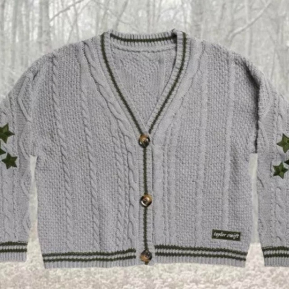 DISO DO NOT BUY Taylor Swift Gray Green Holiday Cardigan XS/S